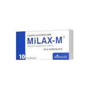Milax-M 2500 mg, czopki glicerolowe dla dorosłych, 10 sztuk - Układ pokarmowy - miniaturka - grafika 1
