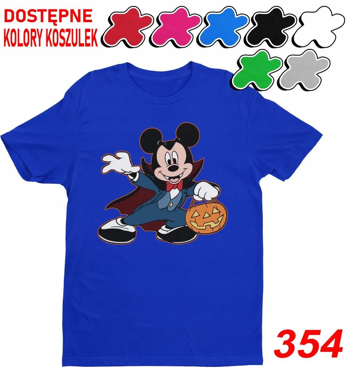 Dziecięca Koszulka Z Nadrukiem Halloween Miki Minnie Kaczor Pluto-L 146-152