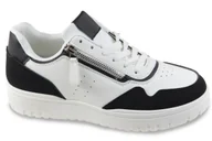 Półbuty damskie - Sneakersy damskie na platformie McBraun PL23233 biały - czarny - miniaturka - grafika 1