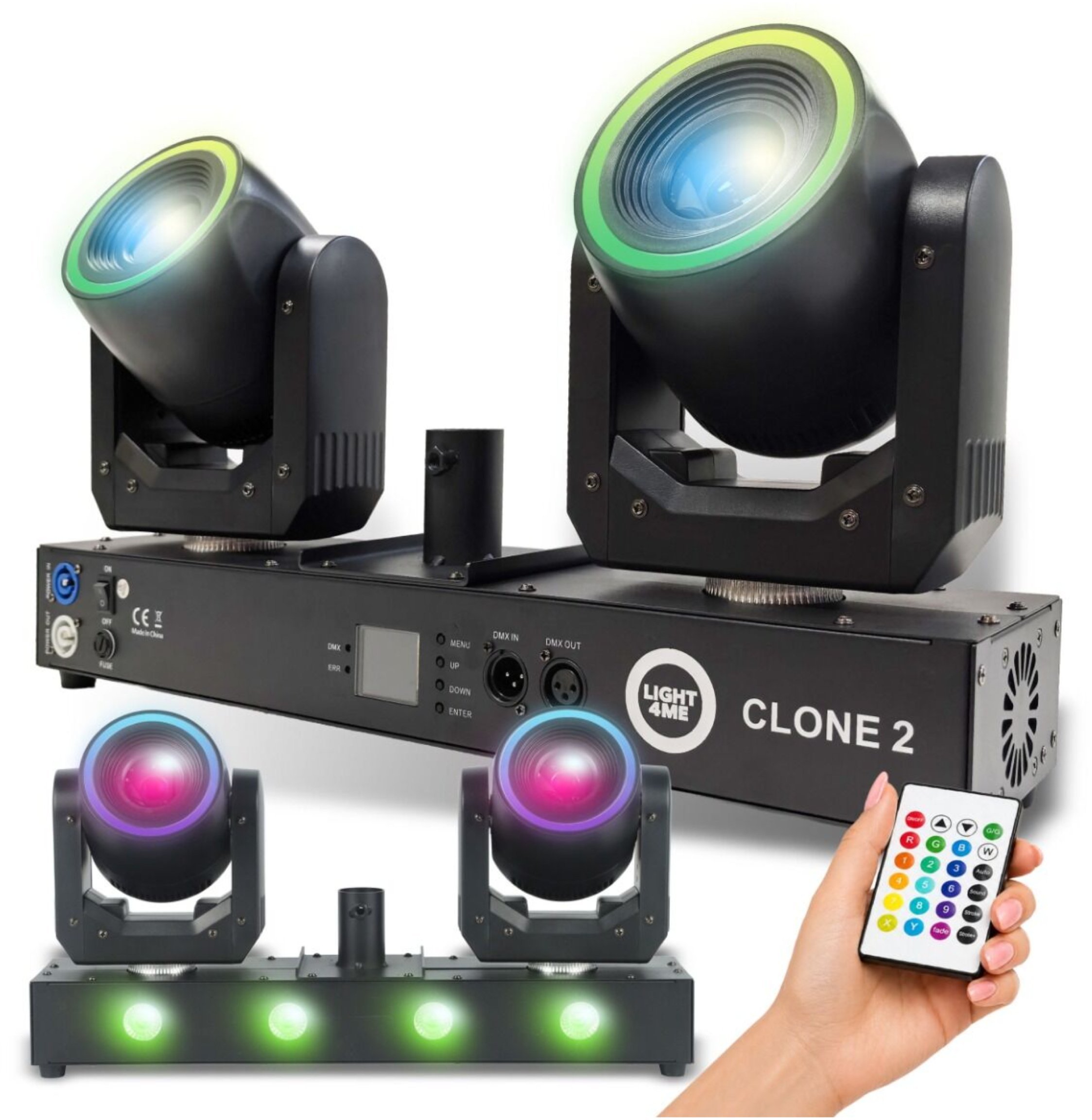 Lampa studyjna LIGHT4ME LIGHT4ME CLONE 2 multiefekt oświetleniowy 3w1 LED DMX 2x głowica ruchoma