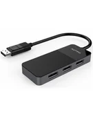 Pozostałe akcesoria sieciowe - PREMIUMCORD  ADAPTER MST DISPLAYPORT 1.4 NA 3X DISPLAYPORT 1.4 DO MONITORÓW DO 8K @ 60HZ (TRZY RAZY 4K), PRZEDŁUŻONY + MIRROR + DUPLICATE, CZARNY  () - miniaturka - grafika 1