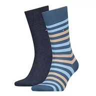 Skarpetki męskie - Tommy Hilfiger Men's TH Men Duo Stripe 2P CLSSC Sock, Coast Blue, 43/46, Coast Blue, 43-46 EU - miniaturka - grafika 1