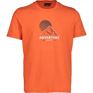 Koszulki męskie - CMP Męski t-shirt ze stretchem z nadrukiem, pomarańczowy, 36 - grafika 1