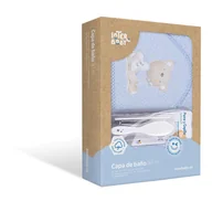 Okrycia kąpielowe dla dzieci - Okrycie kąpielowe 100x100 Love you + szczoteczka i grzebień niebieski ręcznik z kapturkiem - miniaturka - grafika 1