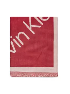 Apaszki i szaliki damskie - Calvin Klein Szal Geo Logo Scarf 110X220 K60K608645 Czerwony - grafika 1
