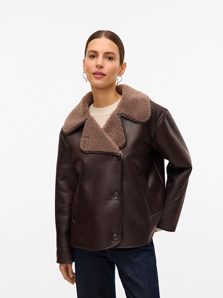 Vero Moda Kurtka w kolorze brązowym ze skóry syntetycznej