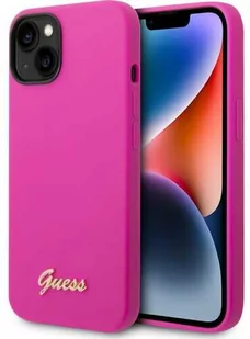 Guess etui na telefon iPhone 14 6,1" różowy GUHCP14SSLSMF - Etui i futerały do telefonów - miniaturka - grafika 1