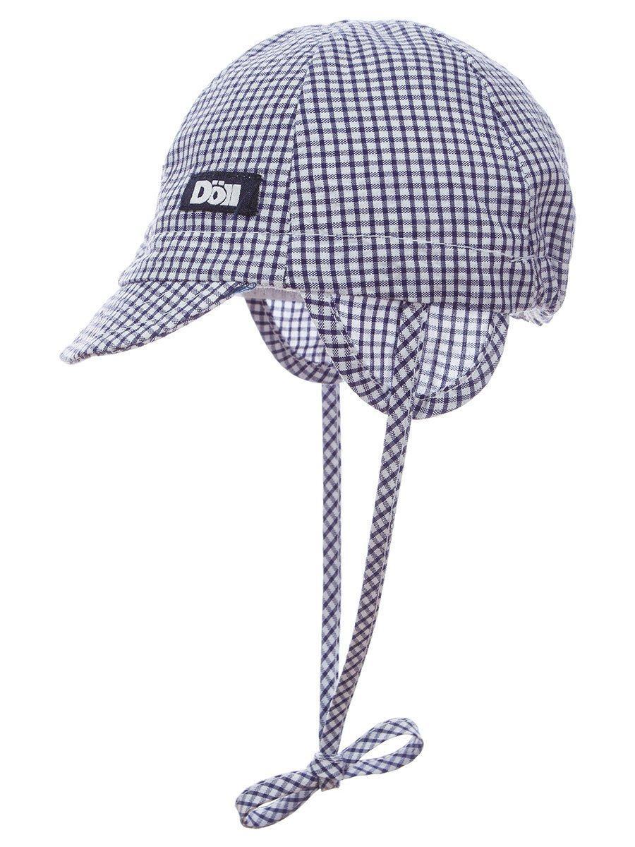 Czapka wiązana z daszkiem w kratkę granatowa Döll r.43