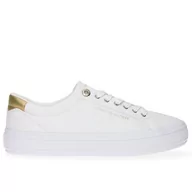 Trampki damskie - Buty Tommy Hilfiger Essential Vulc Canvas FW0FW07682-YBS - białe - miniaturka - grafika 1
