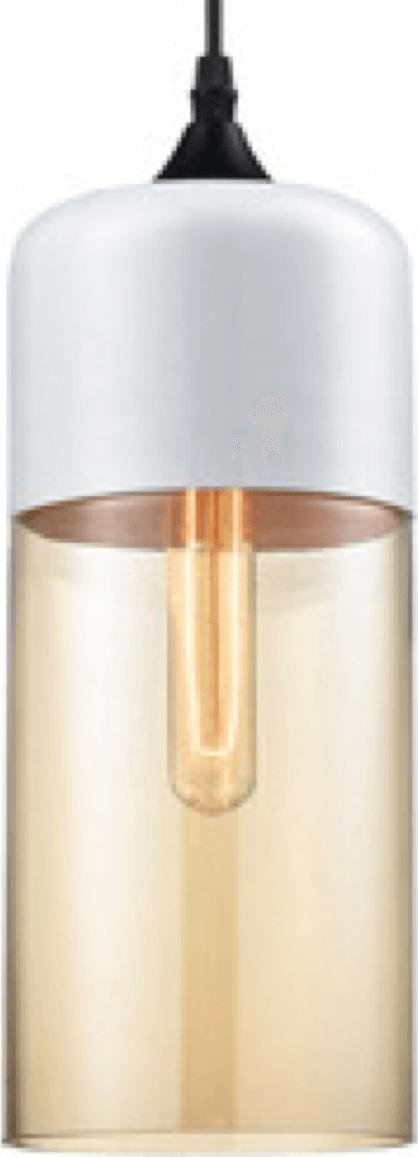Lampa wisząca Copel LAMPA wisząca CGORE1WH COPEL loftowa OPRAWA tuba ZWIS szklany biały bursztynowy