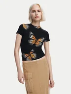 Koszulki i topy damskie - Desigual T-Shirt Croise 24WWTK55 Czarny Slim Fit - miniaturka - grafika 1