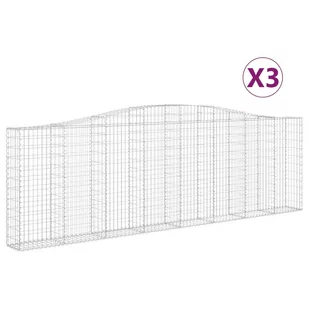 VIDAXL Kosze gabionowe, 3 szt, 400x30x120/140 cm, galwanizowane żelazo - Ogrodzenia - miniaturka - grafika 3