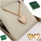 Naszyjniki - Złoty Naszyjnik Serce 18K Stal Chirurgiczna Otwierane Na Zdjęcie + Grawer - miniaturka - grafika 1