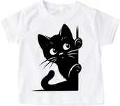 Koszulki dla dziewczynek - koszulka z kotem dla dziecka kot czarny 1 - miniaturka - grafika 1