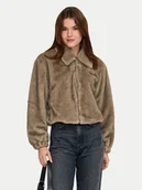 Płaszcze damskie - ONLY Futro Madelina 15373155 Beżowy Regular Fit - miniaturka - grafika 1