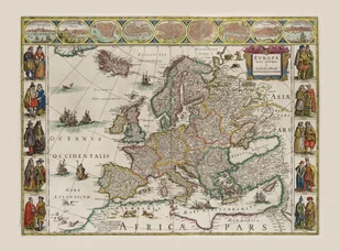 Europa według Guilielmo Blaeuw. Mapa ścienna - Mapy i plansze edukacyjne - miniaturka - grafika 1
