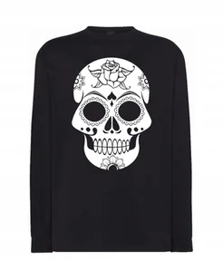 Longsleeve męski nadruk biała CZASZKA SKULL r.S - Koszulki męskie - miniaturka - grafika 1