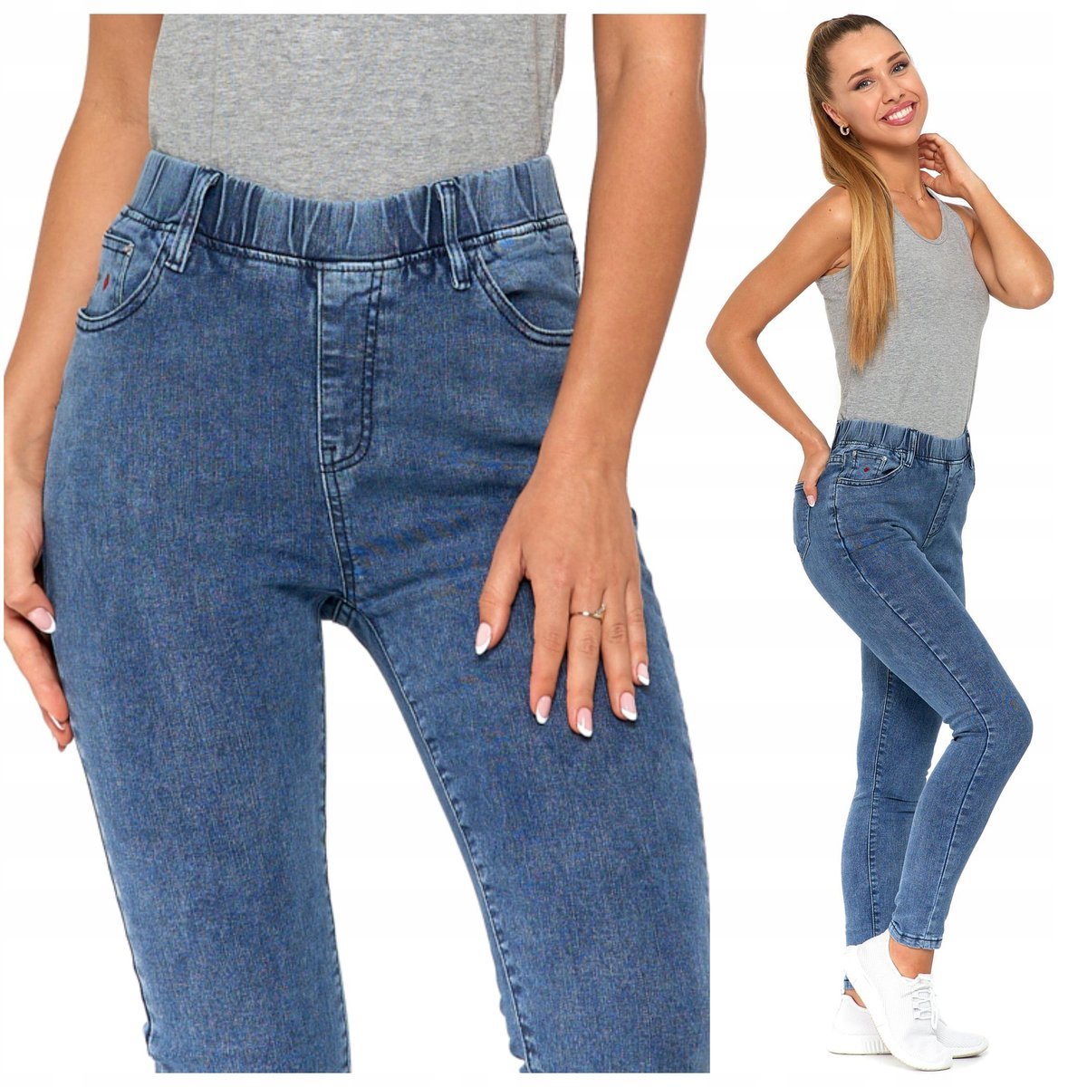 SPODNIE JEANSY Skinny z Wysokim Stanem MORAJ Rurki