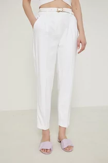 Spodnie damskie - Medicine spodnie damskie kolor biały fason chinos high waist - grafika 1