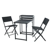 Meble ogrodowe - DIRECT HOME AND GARDEN Zestaw mebli balkonowych z kwietnikiem czarny - miniaturka - grafika 1