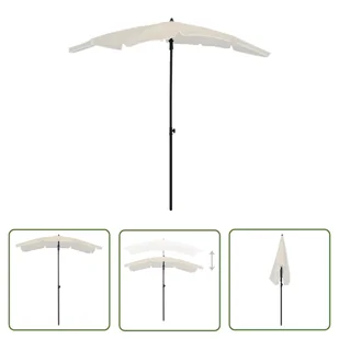The Living Store Parasol ogrodowy na słupku - 200x130 cm - piaskowy - Parasol Ogrodowy - Parasole ogrodowe - miniaturka - grafika 1