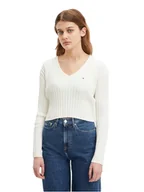 Swetry damskie - Tommy Hilfiger Damski Sweter Tjw Reg Rib Vneck Sweater Ecru Dw0Dw14253 Ybl M - miniaturka - grafika 1
