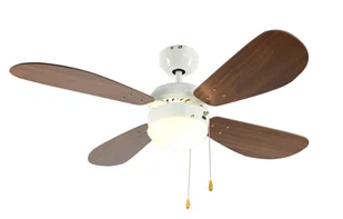 Wentylator sufitowy Classic 105 cm biały / orzech z oświetleniem i łańcuszkami do ciągnięcia - Wentylatory sufitowe - miniaturka - grafika 1
