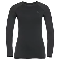 Bielizna sportowa damska - Damska koszulka Odlo PERFORMANCE WARM ECO LS Baselayer black/graphite grey - L - miniaturka - grafika 1