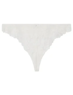 Majtki damskie - Women'secret Stringi Koronka Mikrofibra Biały, Żółty/Off White, XL - grafika 1