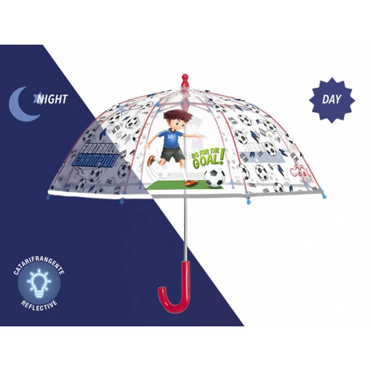 Głęboka parasolka dziecięca Perletti przezroczysta FOOTBALL PIŁKA NOŻNA