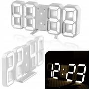 Zegary - Zegar elektroniczny LED 3D z budzikiem uniwersalny biały 22cm - miniaturka - grafika 1