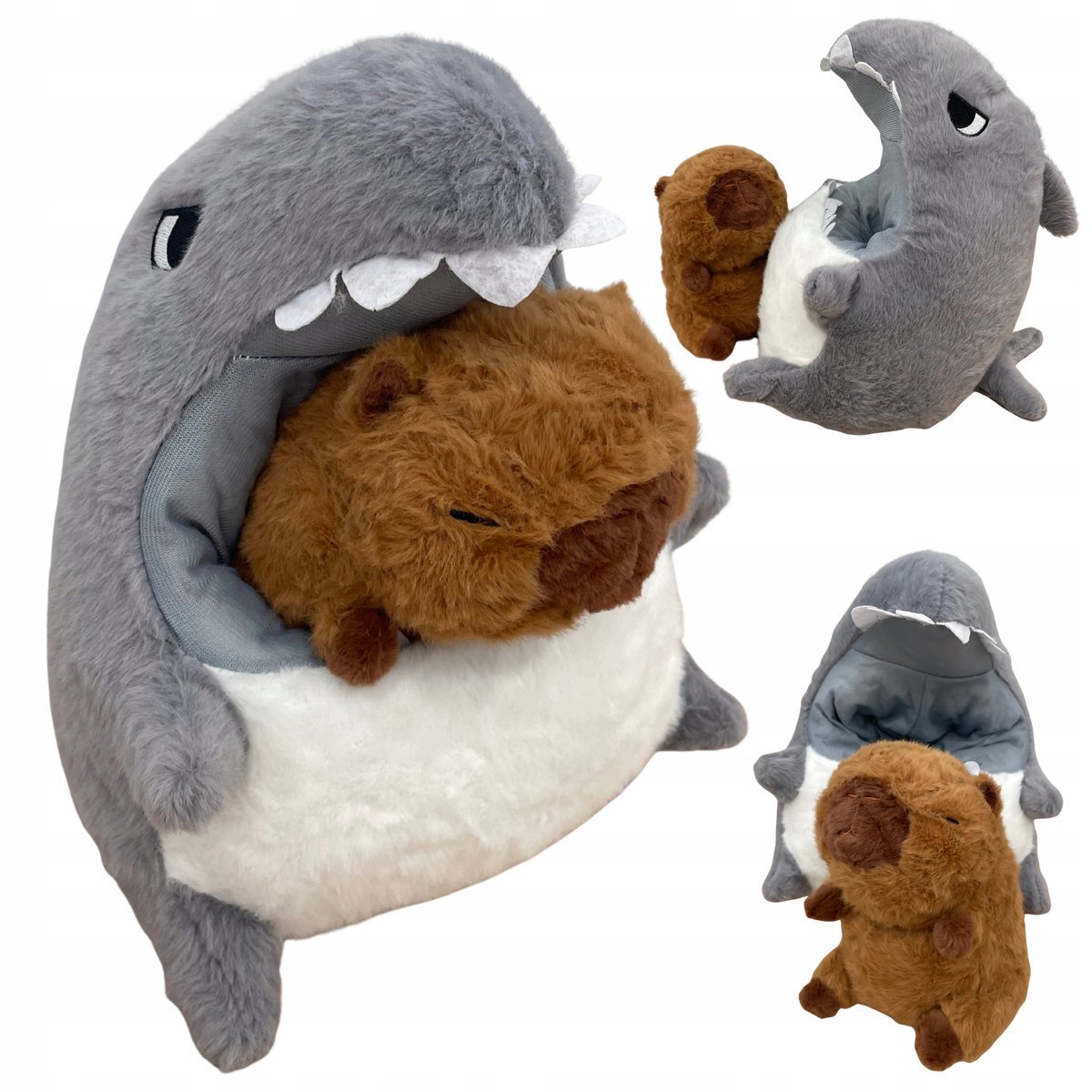 Maskotka Pluszak Kapibara Rekin Miś Zabawka Pluszowa 2w1 Duża Miękka 30 CM