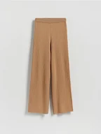 Spodnie damskie - Reserved - Dzianinowe spodnie w prążek - brązowy - miniaturka - grafika 1