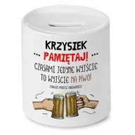 Skarbonki - Skarbonka dla Krzyśka na Urodziny Idealny Prezent z Nadrukiem ze Zdjęciem + Opakowanie na prezent (wzór 01) - miniaturka - grafika 1