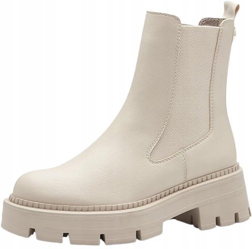 TAMARIS DAMSKIE BOTKI BEŻOWE WSUWANE KLASYCZNE 38 6DA