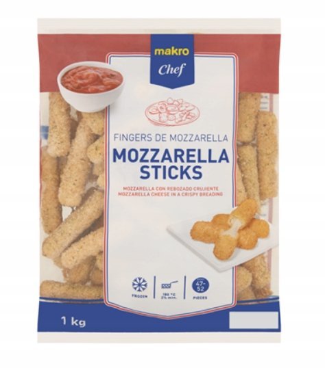 MAKRO Chef Mozzarella sticks mrożone 1 kg chrupiące paluszki serowe