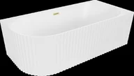 Wanny - Mexen Gia wanna wolnostojąca narożna ryflowana prawa 150 x 75 cm, biała mat, przelew złoty szczotkowany - 52701507501P-55 - miniaturka - grafika 1