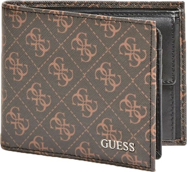 Guess Guess, Vezzola, Leather, Wallet, Billfold, w/sf w/cp, Brown Logo, For Men For Men