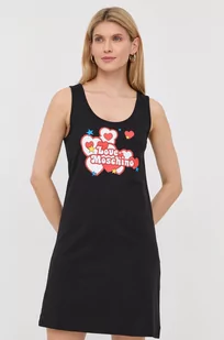 Love Moschino sukienka bawełniana kolor czarny mini prosta - Sukienki - miniaturka - grafika 1