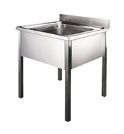 Zlewy i komory gospodarcze - Sanela Zlewozmywaki ze stali nierdzewnej - Zlew ze stali nierdzewnej 700x700x850 mm, na nogach postumentowych SLUN 15 - miniaturka - grafika 1