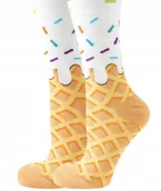 Skarpetki damskie - KOLOROWE SKARPETKI SKARPETY DAMSKIE ICE CREAM LODY ŚMIESZNE PREZENT - miniaturka - grafika 1