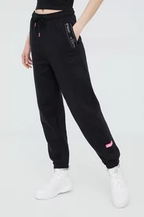 Spodnie damskie - Ellesse spodnie dresowe damskie kolor czarny z nadrukiem - grafika 1
