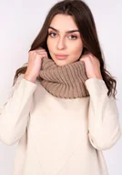 Apaszki i szaliki damskie - Ciepły, prążkowany komin - mocca - miniaturka - grafika 1