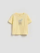 Bluzki dla niemowląt - Reserved - Bawełniany t-shirt z nadrukiem - jasnożółty - miniaturka - grafika 1