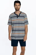 Piżamy męskie - Piżama męska CALEB Ciemnoniebieski XL - miniaturka - grafika 1