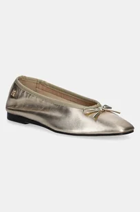 Tommy Hilfiger baleriny skórzane BALLERINA SOFT LEATHER METALLIC kolor złoty FW0FW08452 - Baleriny - miniaturka - grafika 1