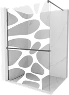 Ścianki i drzwi prysznicowe - Mexen Kioto+ ścianka prysznicowa z półką Walk-in 80 x 200 cm, biały wzór, gun gray szczotkowany - 800-080-121-66-97 - miniaturka - grafika 1
