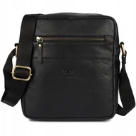 Torby męskie - Męska torba skórzana na ramię listonoszka sportowa mocna czarna Beltimore - miniaturka - grafika 1