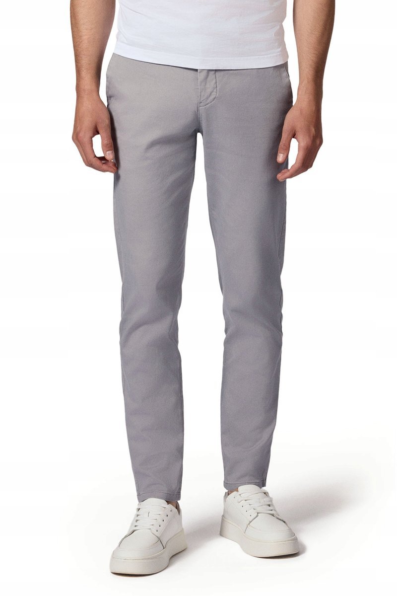 Spodnie Chino Męskie Bawełniane Jasnoszare Slim Fit Próchnik PM2 W35/L30