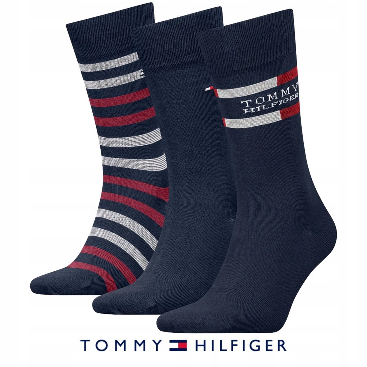 Tommy Hilfiger Skarpety Giftbox 3 Pary 43-46 Granat Zestaw Prezentowy